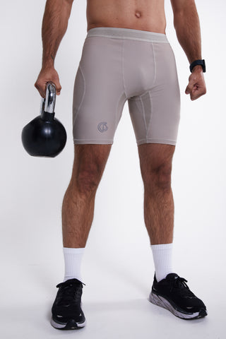 Hybrid Performance Compression Shorts - Taupe