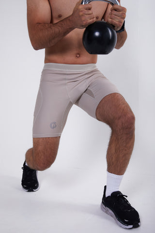 Hybrid Performance Compression Shorts - Taupe