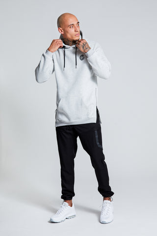 Mens - Longline Hoodie - Grey