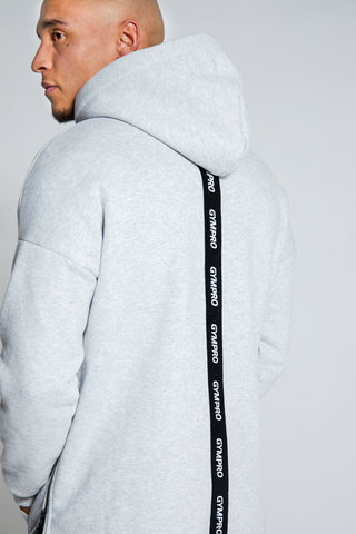 Mens - Longline Hoodie - Grey