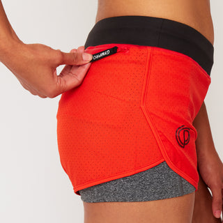 Womens - Fusion Stripe Training Shorts - Coral