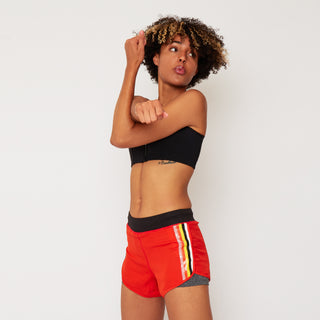 Womens - Fusion Stripe Training Shorts - Coral